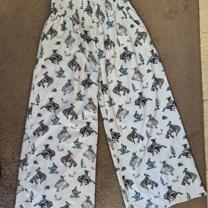 Western Print Wide-Leg Pants